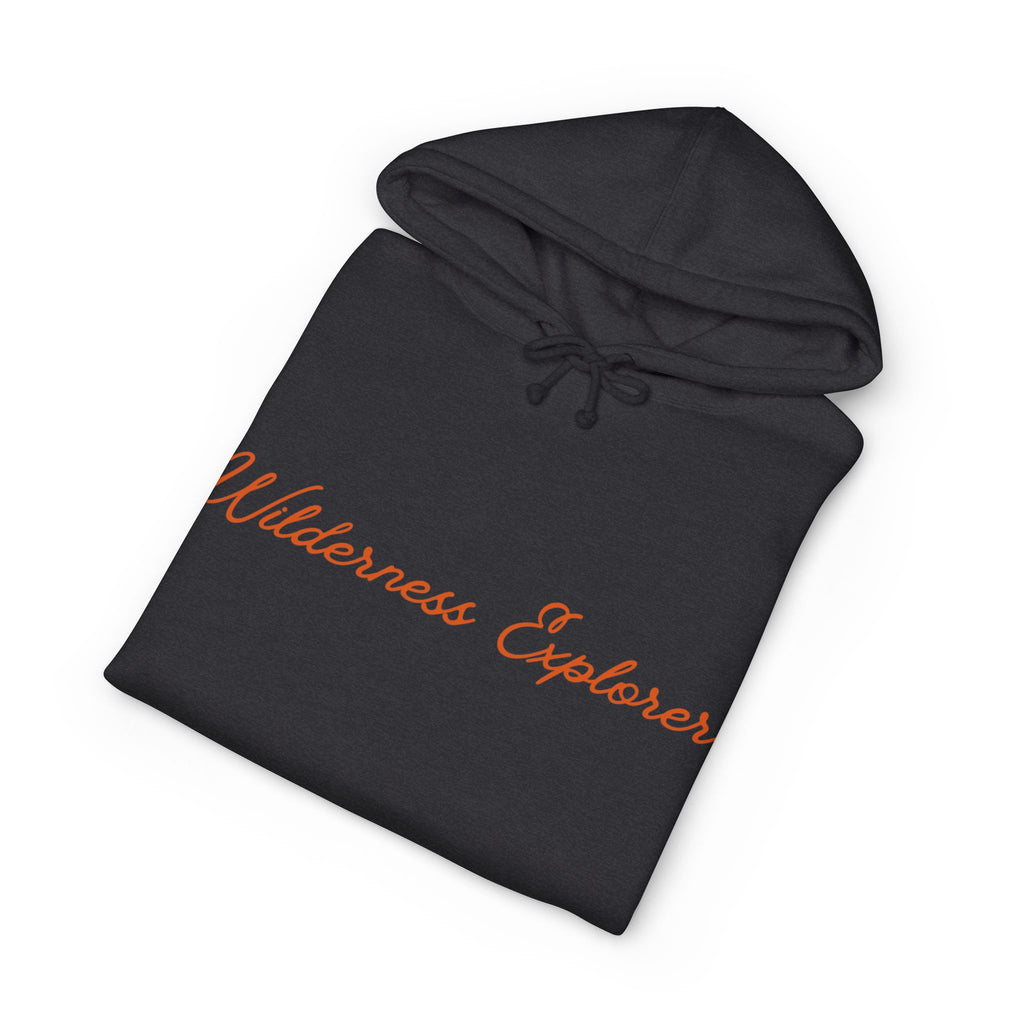 Wilderness Explorer Hoodie — Minimal Script Outdoor Hooded Sweatshirt