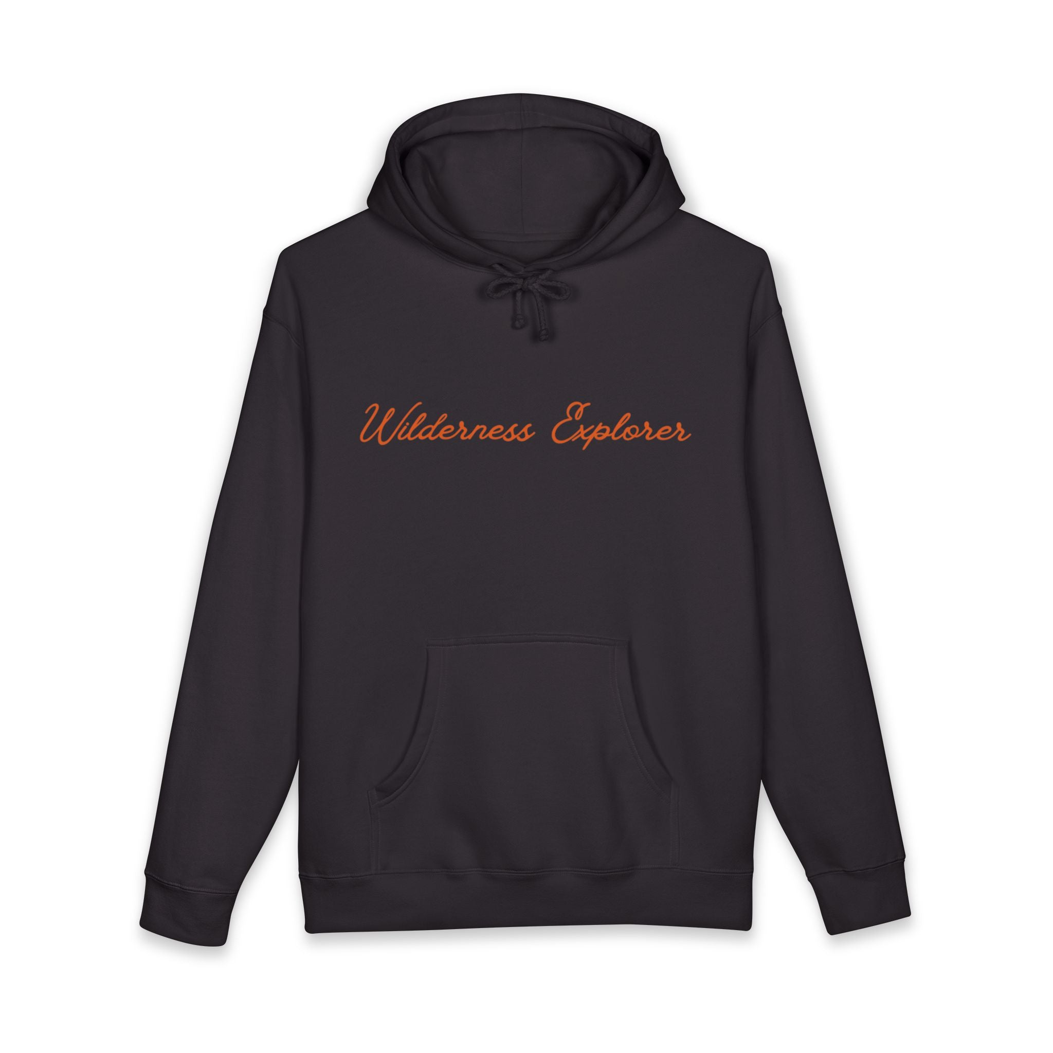 Wilderness Explorer Hoodie — Minimal Script Outdoor Hooded Sweatshirt