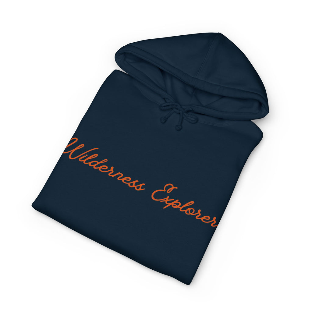 Wilderness Explorer Hoodie — Minimal Script Outdoor Hooded Sweatshirt