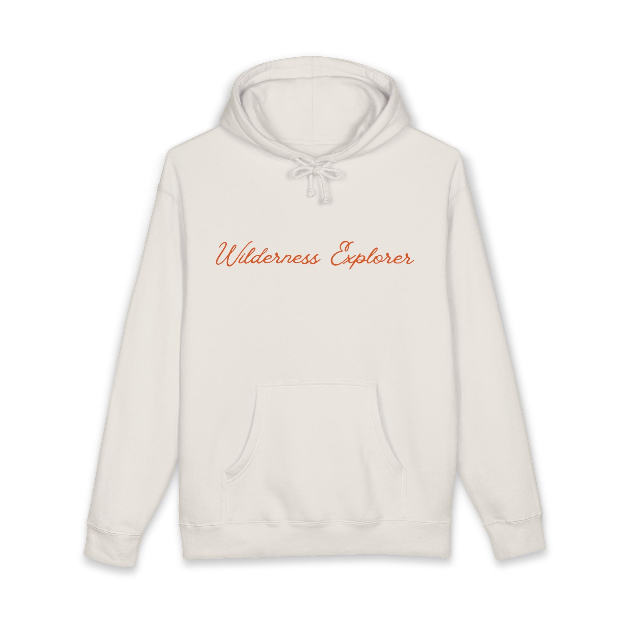 Wilderness Explorer Hoodie — Minimal Script Outdoor Hooded Sweatshirt