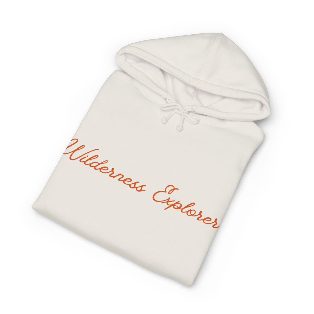 Wilderness Explorer Hoodie — Minimal Script Outdoor Hooded Sweatshirt
