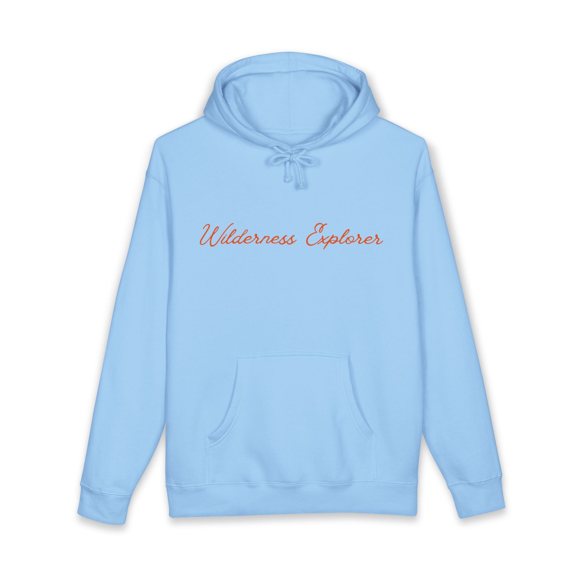 Wilderness Explorer Hoodie — Minimal Script Outdoor Hooded Sweatshirt
