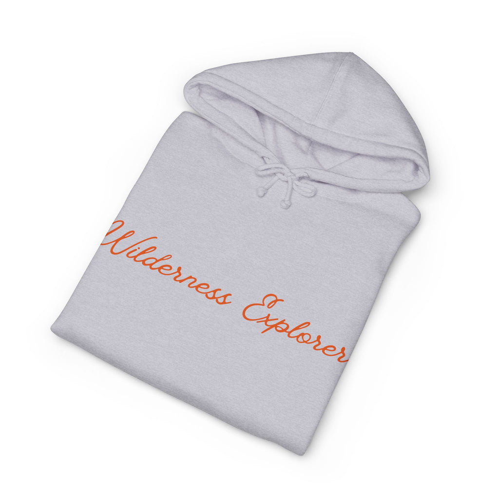 Wilderness Explorer Hoodie — Minimal Script Outdoor Hooded Sweatshirt