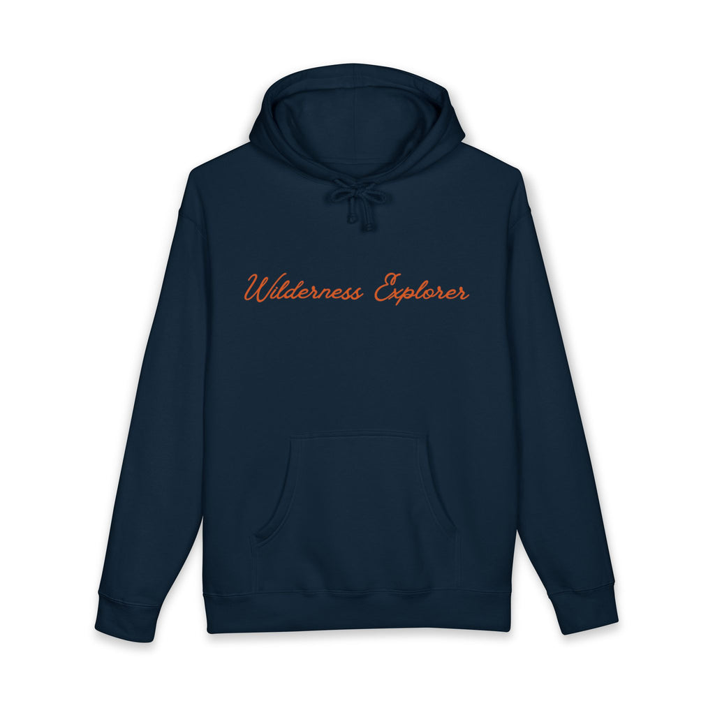 Wilderness Explorer Hoodie — Minimal Script Outdoor Hooded Sweatshirt