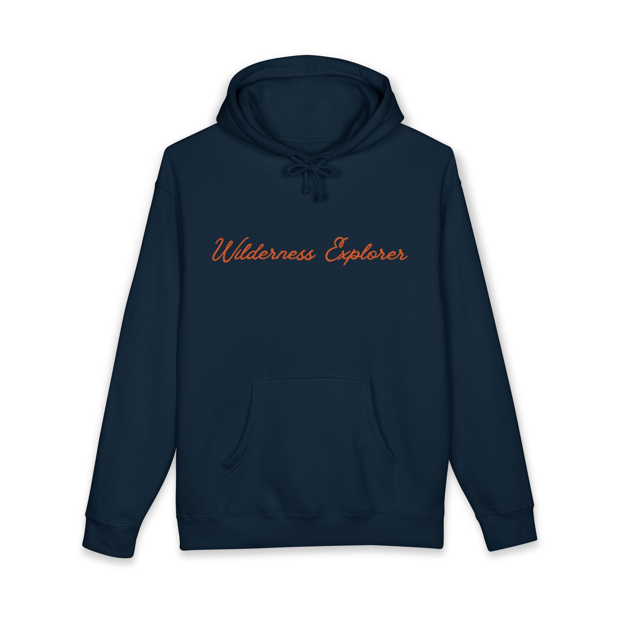 Wilderness Explorer Hoodie — Minimal Script Outdoor Hooded Sweatshirt