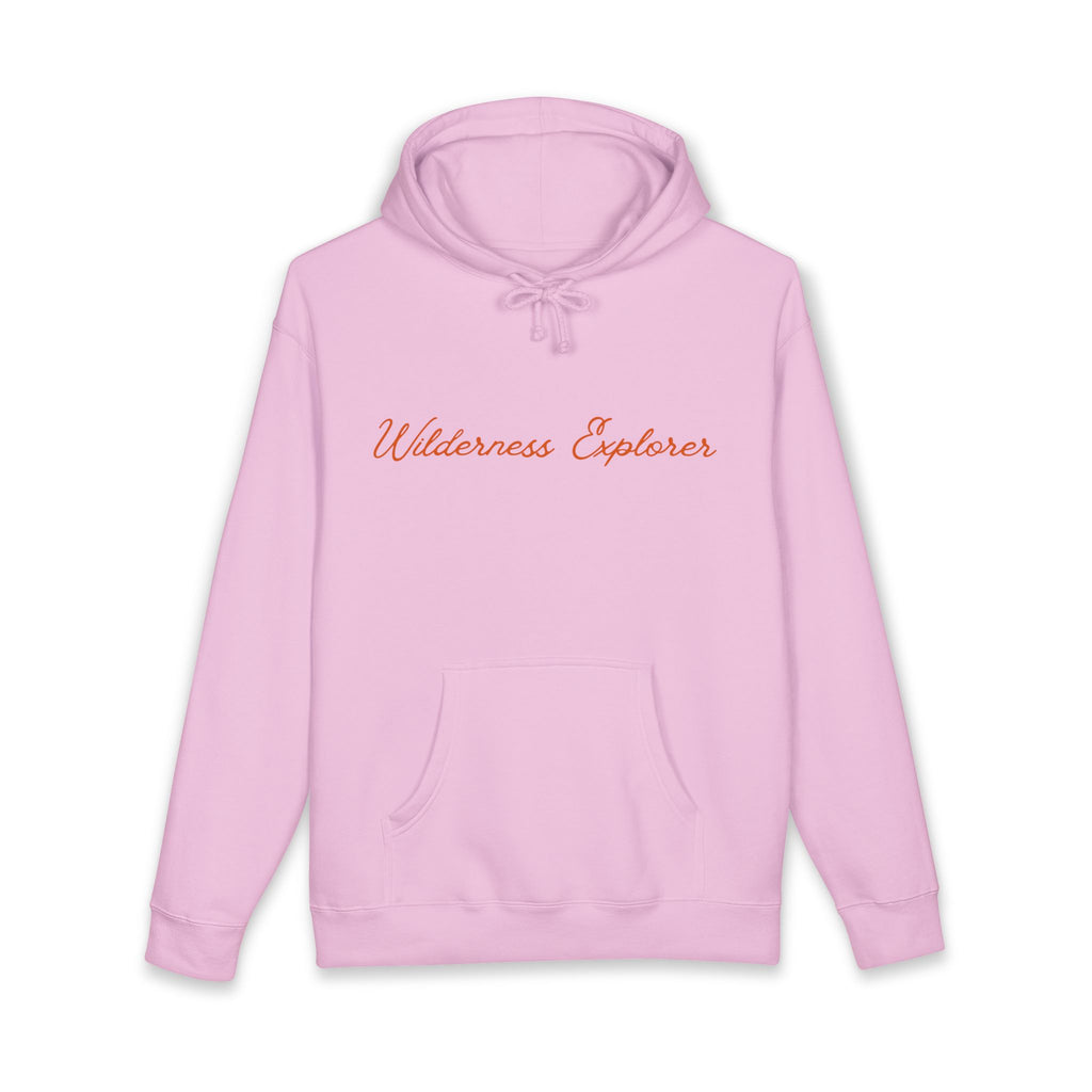 Wilderness Explorer Hoodie — Minimal Script Outdoor Hooded Sweatshirt