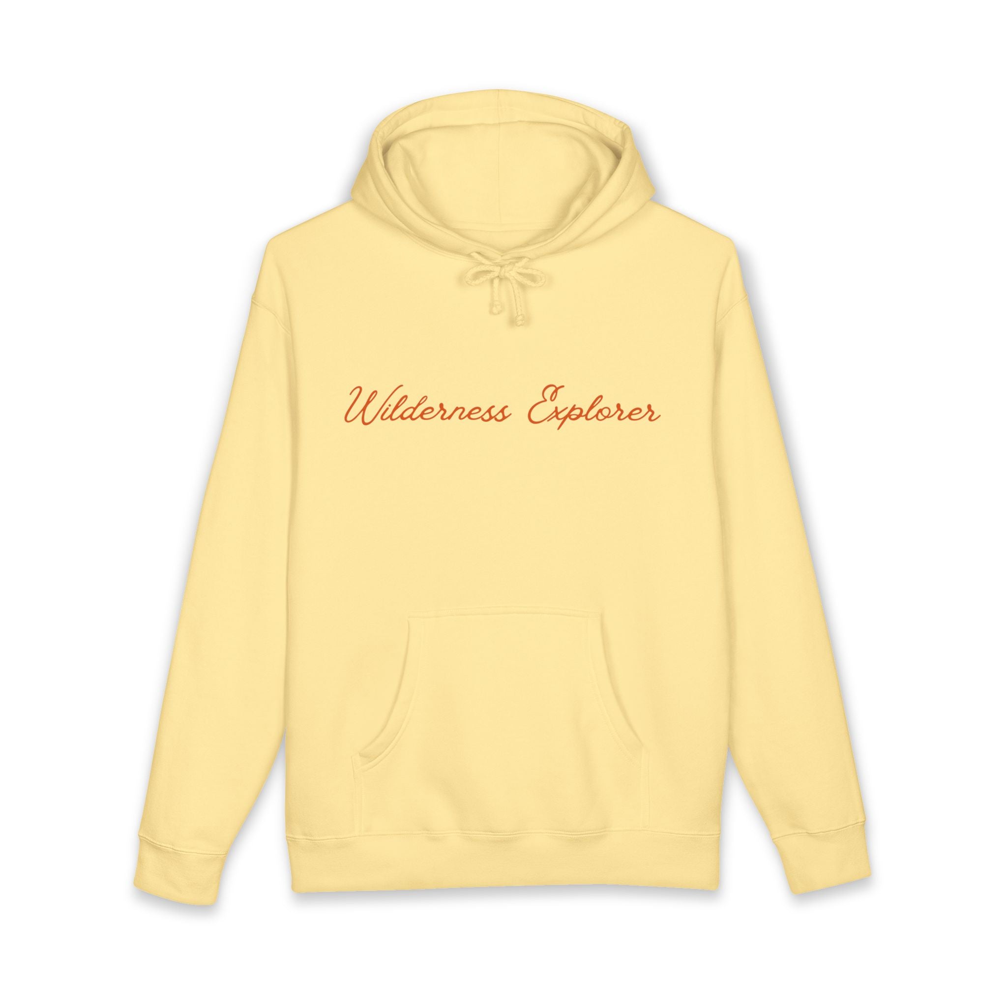 Wilderness Explorer Hoodie — Minimal Script Outdoor Hooded Sweatshirt
