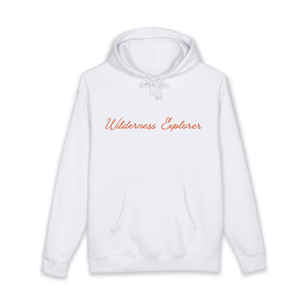 Wilderness Explorer Hoodie — Minimal Script Outdoor Hooded Sweatshirt