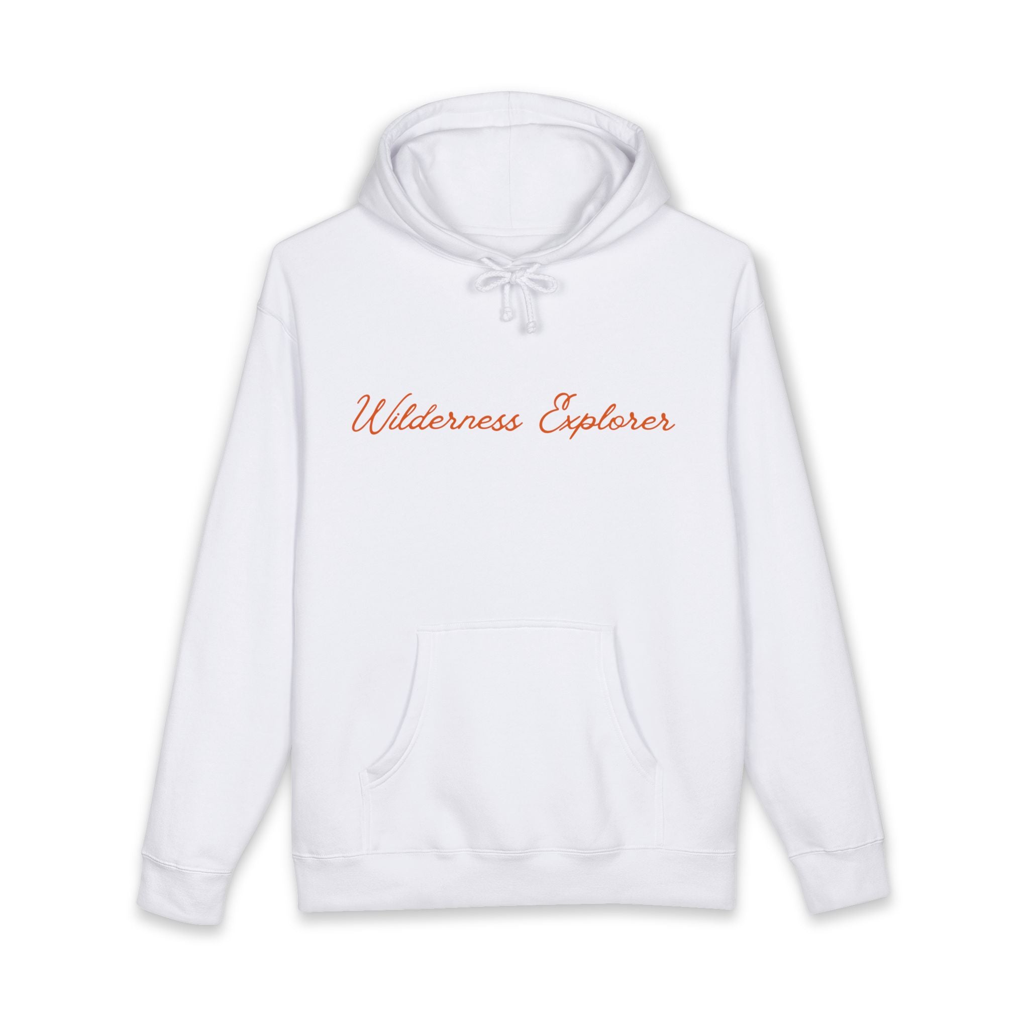 Wilderness Explorer Hoodie — Minimal Script Outdoor Hooded Sweatshirt