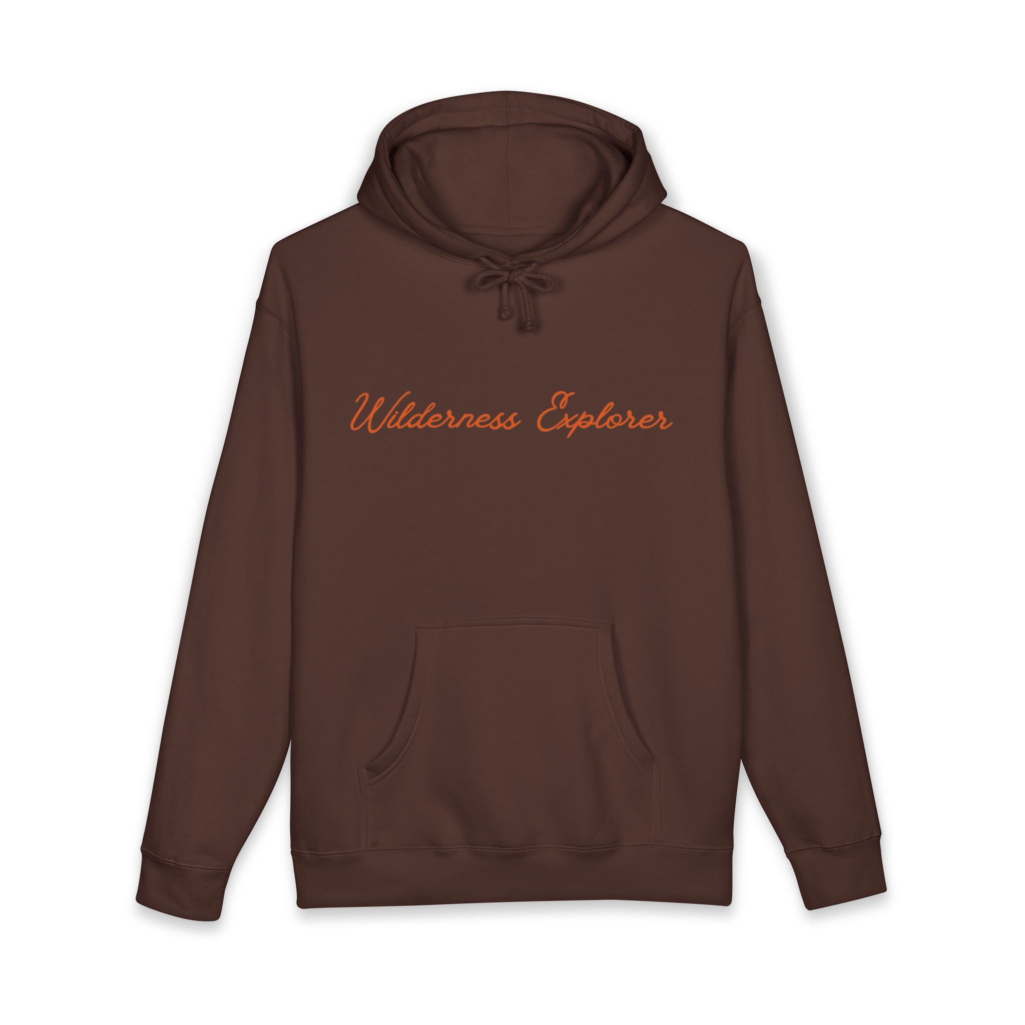 Wilderness Explorer Hoodie — Minimal Script Outdoor Hooded Sweatshirt