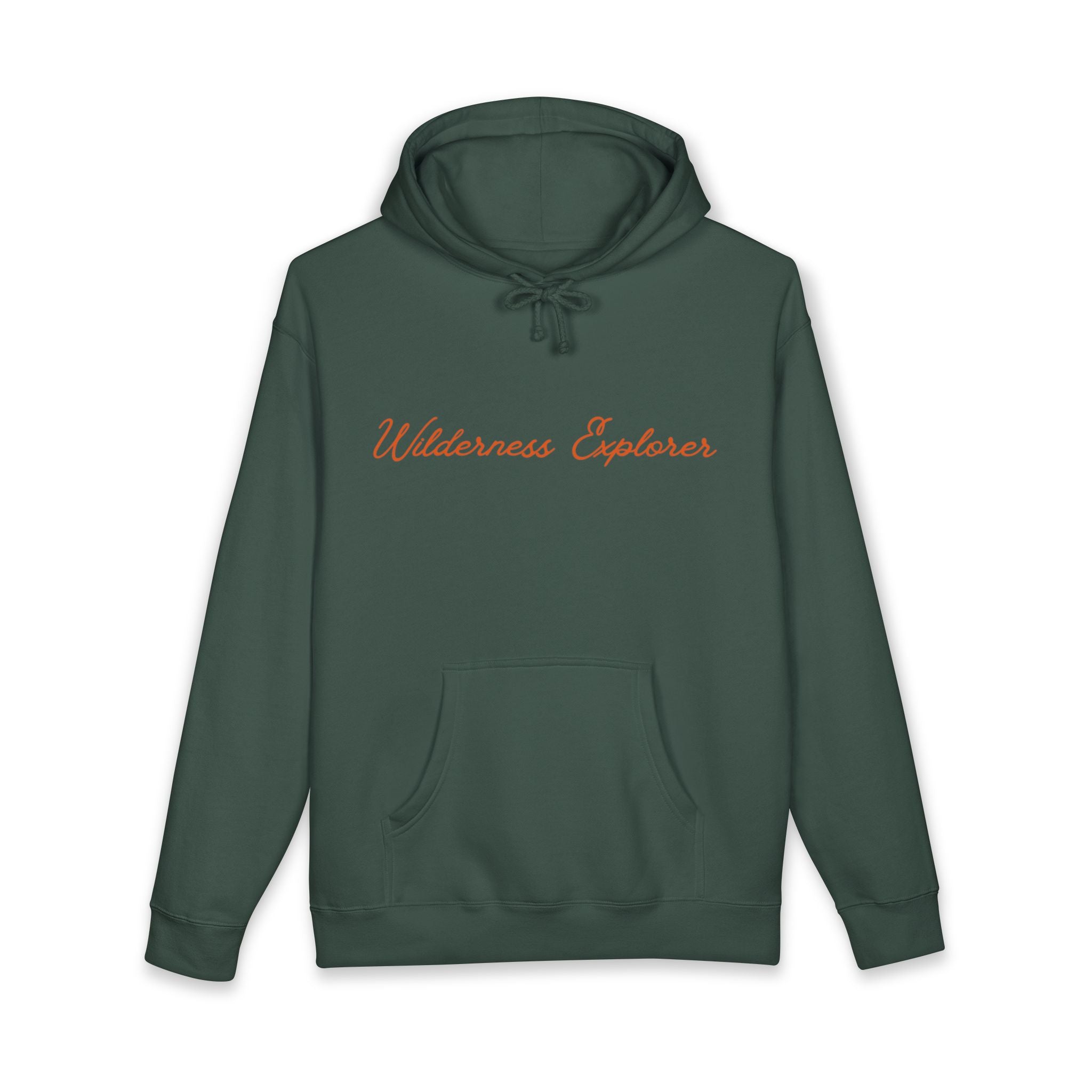 Wilderness Explorer Hoodie — Minimal Script Outdoor Hooded Sweatshirt
