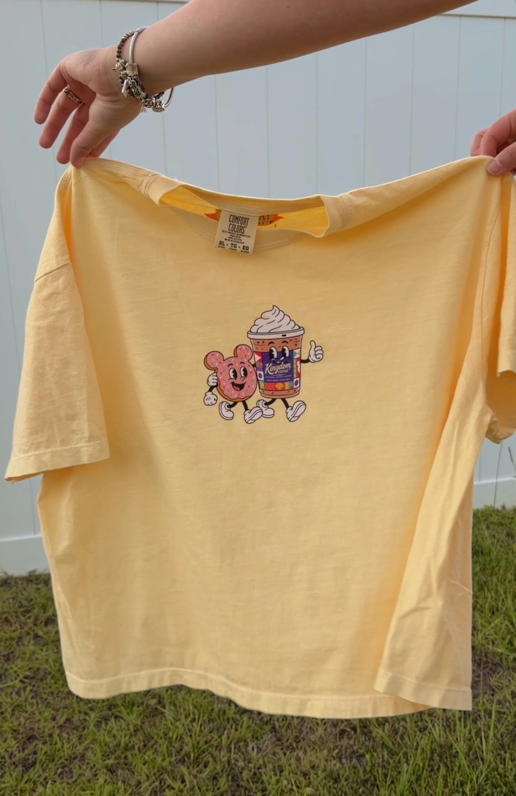Cute Coffee & Donut Tee — Women’s Boxy Cropped T-Shirt