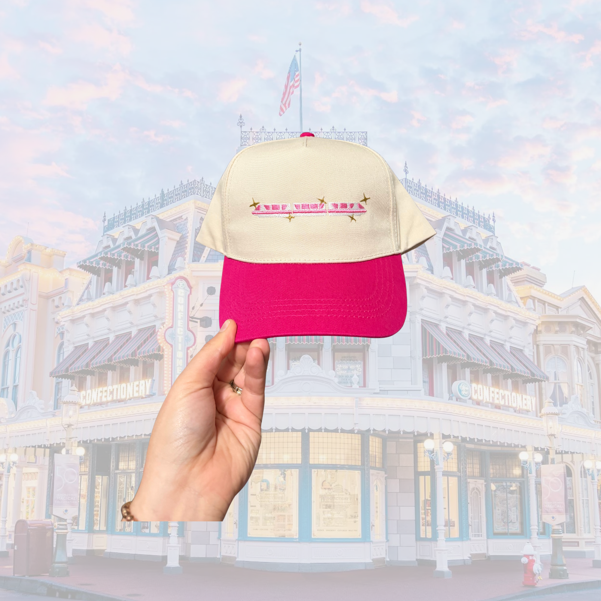 Monochrome Pink Monorail Trucker Hat