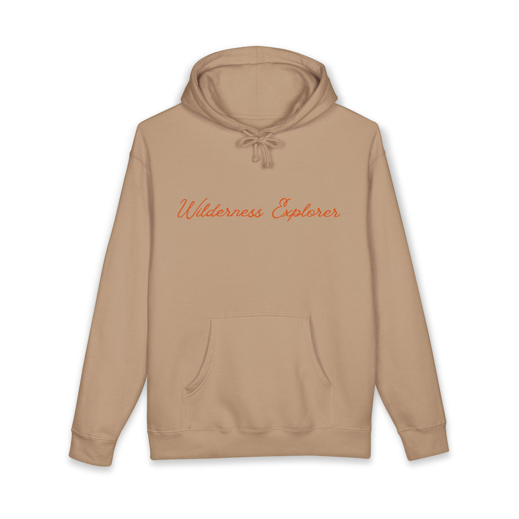 Wilderness Explorer Hoodie — Minimal Script Outdoor Hooded Sweatshirt