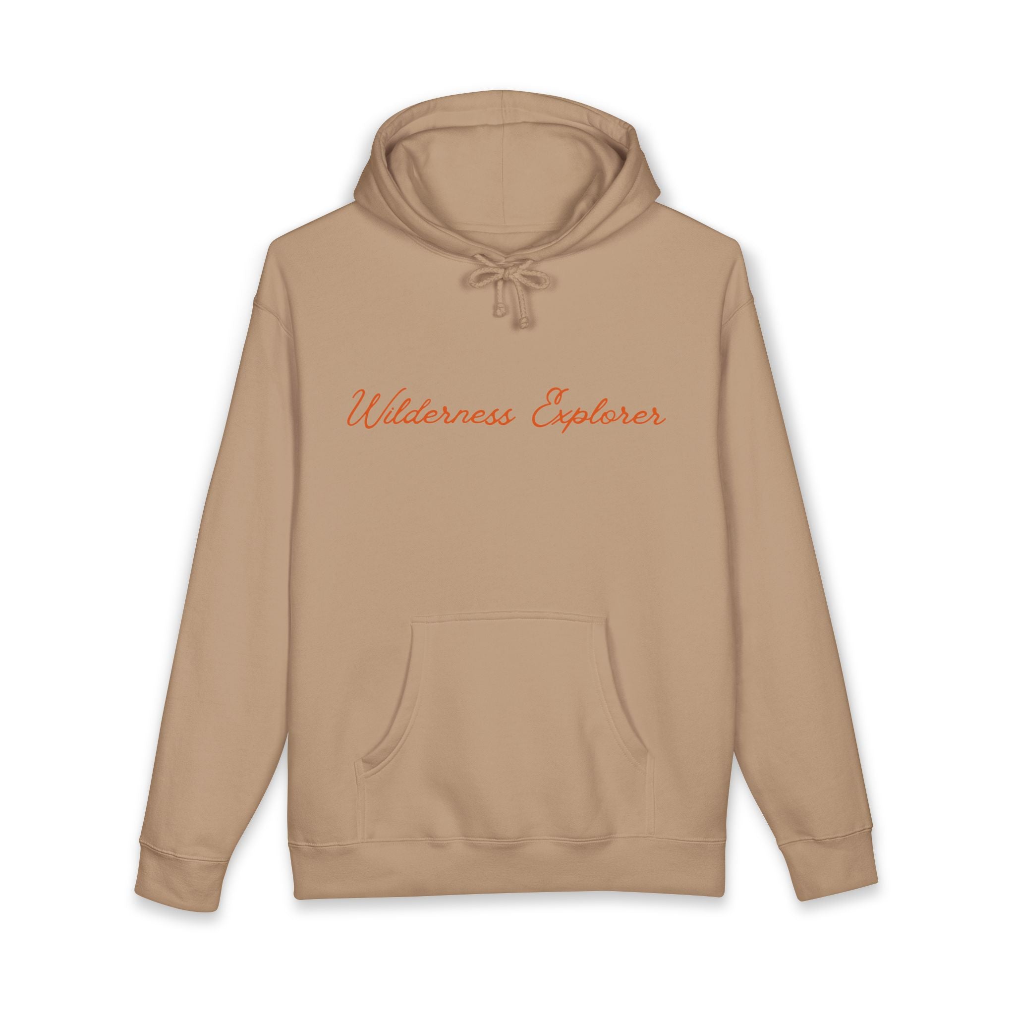 Wilderness Explorer Hoodie — Minimal Script Outdoor Hooded Sweatshirt