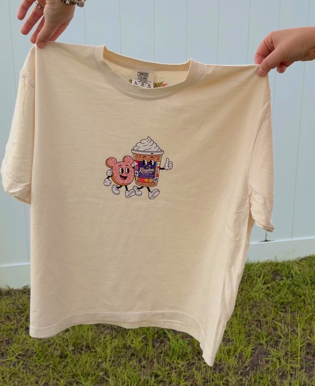 Cute Coffee & Donut Tee — Women’s Boxy Cropped T-Shirt