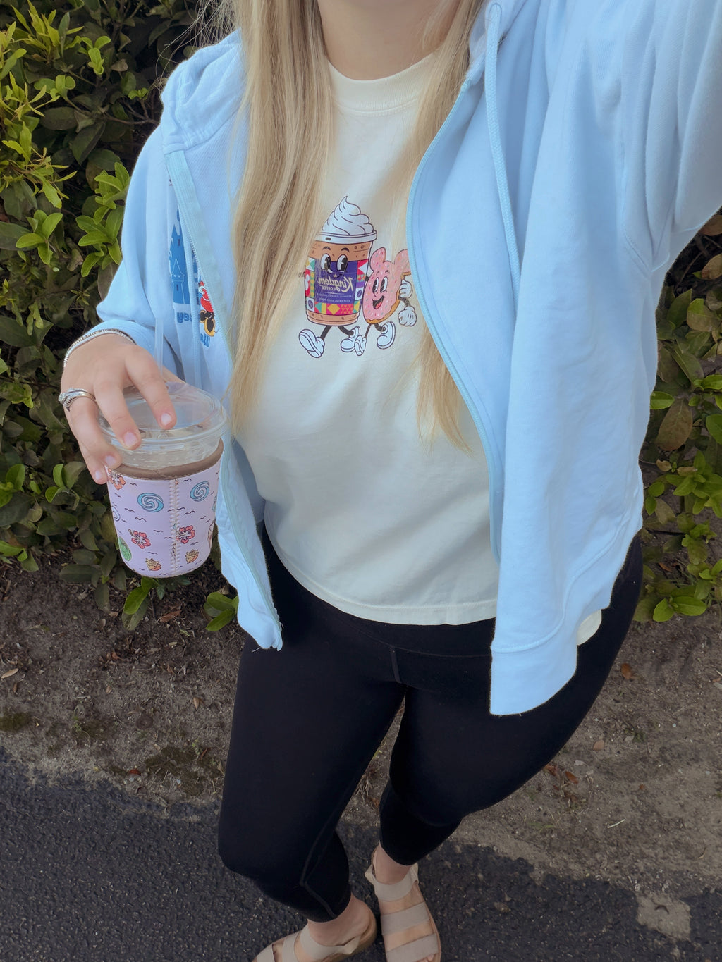 Cute Coffee & Donut Tee — Women’s Boxy Cropped T-Shirt