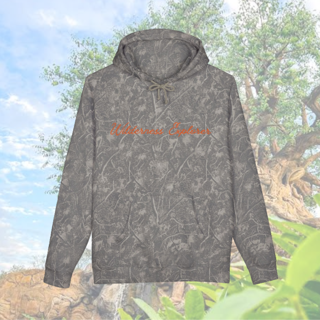 Wilderness Explorer Hoodie — Minimal Script Outdoor Hooded Sweatshirt